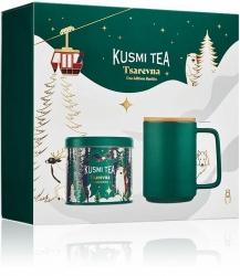 KUSMI TEA Organic Tsarevna 2024 dárkový set s hrnkem 120g, 0,48l zelený